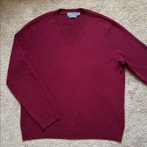 Vince 100% Cashmere Burgundy Red V Neck Sweater